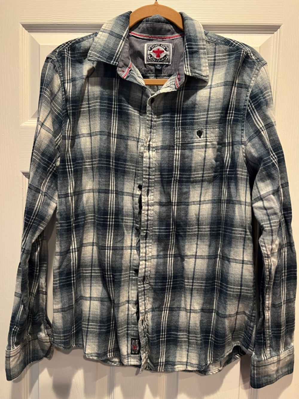 Men's Navy Plaid Button-Down Shirt by Flag & Anthem